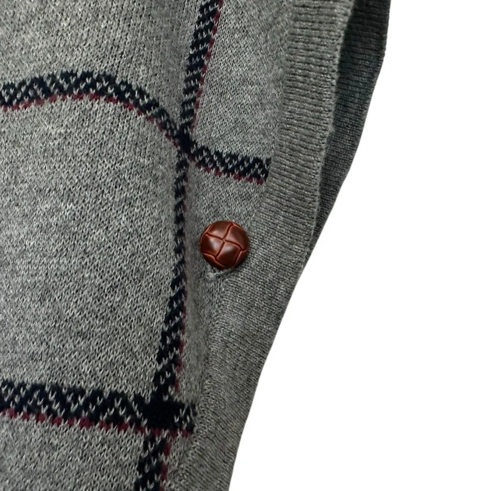 Hope & Henry Sweater Cape Plaid Windowpane Sz Sm Black Grey Organic Cotton Shawl